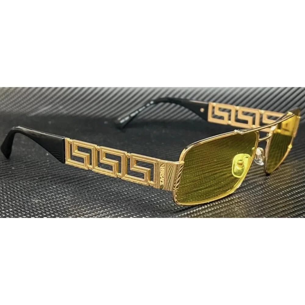 VERSACE Gold Yellow Men's 60 mm Sunglasses